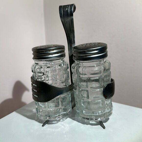 Vintage Salt & Pepper Shakers Bent Forks Hand Crafted - Picture 1 of 9